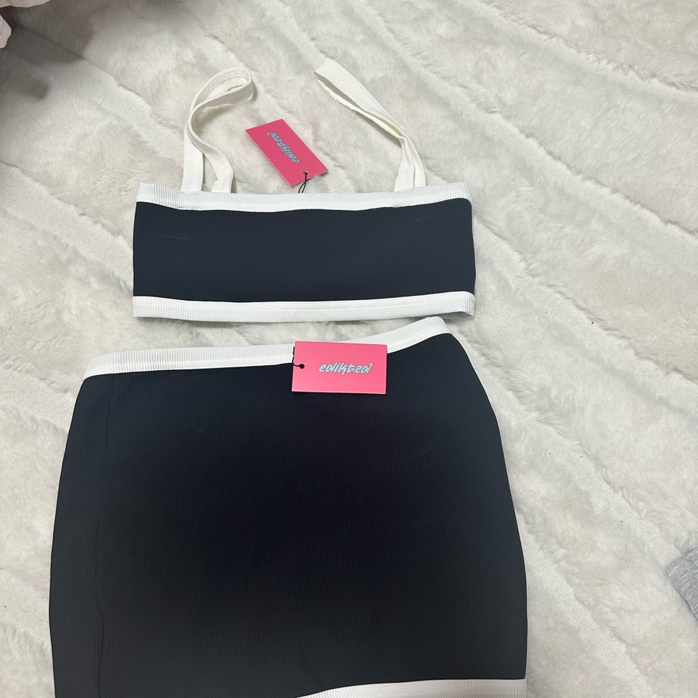 Edikted Black and White Crop Top